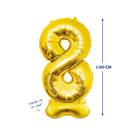Paper Dreams Standing Number Balloon 8 Gold XXL | 150 cm Paper Dreams Standing Number Balloon 8 Gold XXL | 150 cm