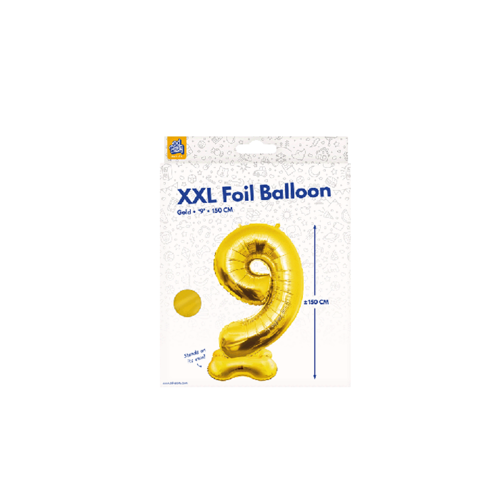 Paper Dreams Cijfer Ballon 9 Staand Goud XXL | 150cm Paper Dreams Cijfer Ballon 9 Staand Goud XXL | 150cm