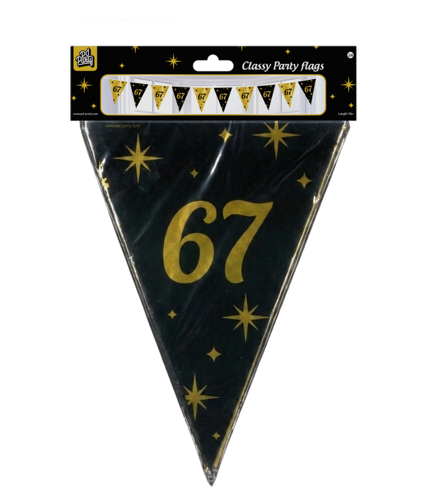 Paper Dreams Vlaggenlijn Slinger 67 jaar Classy | 10 meter Paper Dreams Vlaggenlijn Slinger 67 jaar Classy | 10 meter