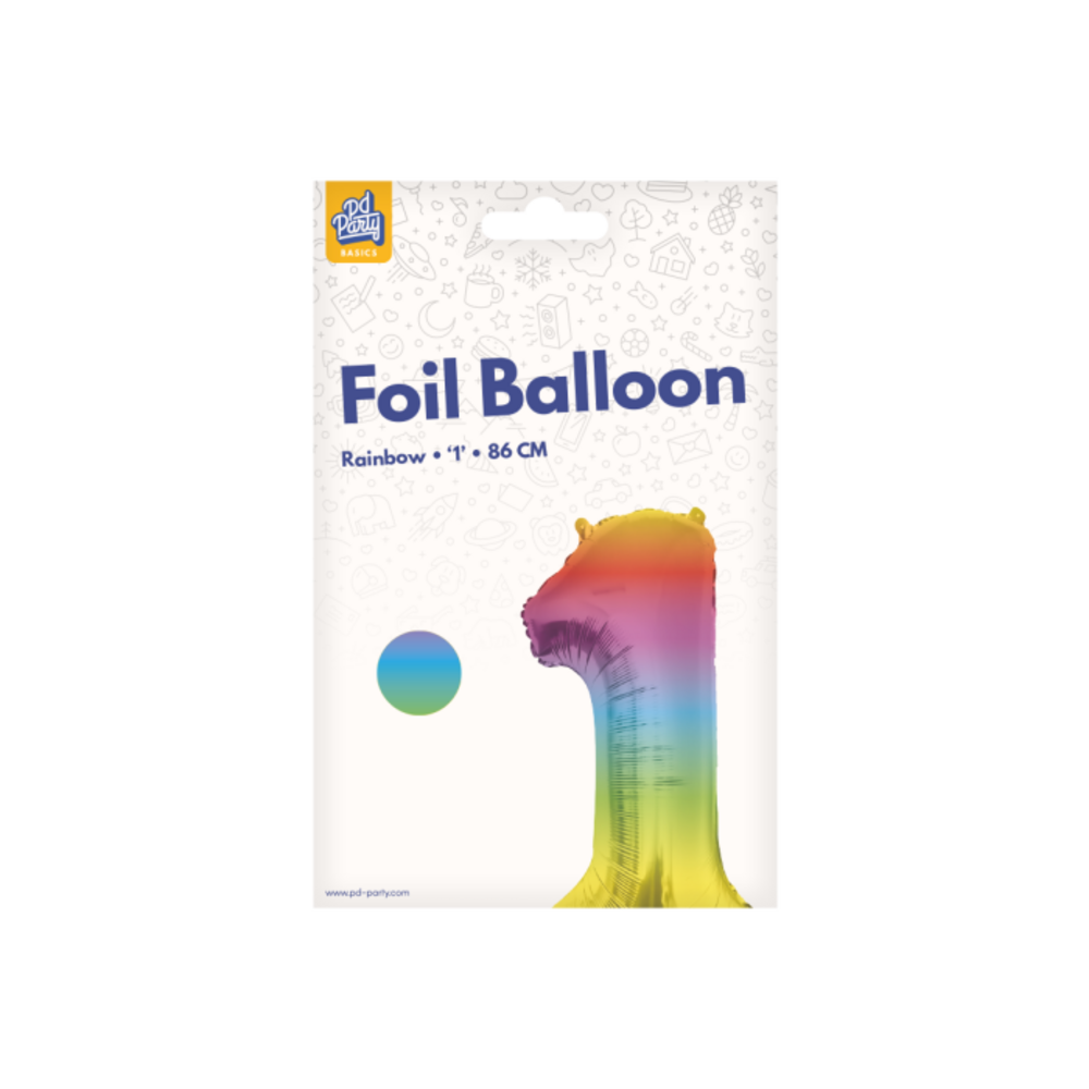 Paper Dreams Regenboog Folie Ballon cijfer 1 | 86cm Paper Dreams Regenboog Folie Ballon cijfer 1 | 86cm