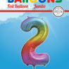 WeFiesta Folie Ballon Regenboog Cijfer 2 | 86cm