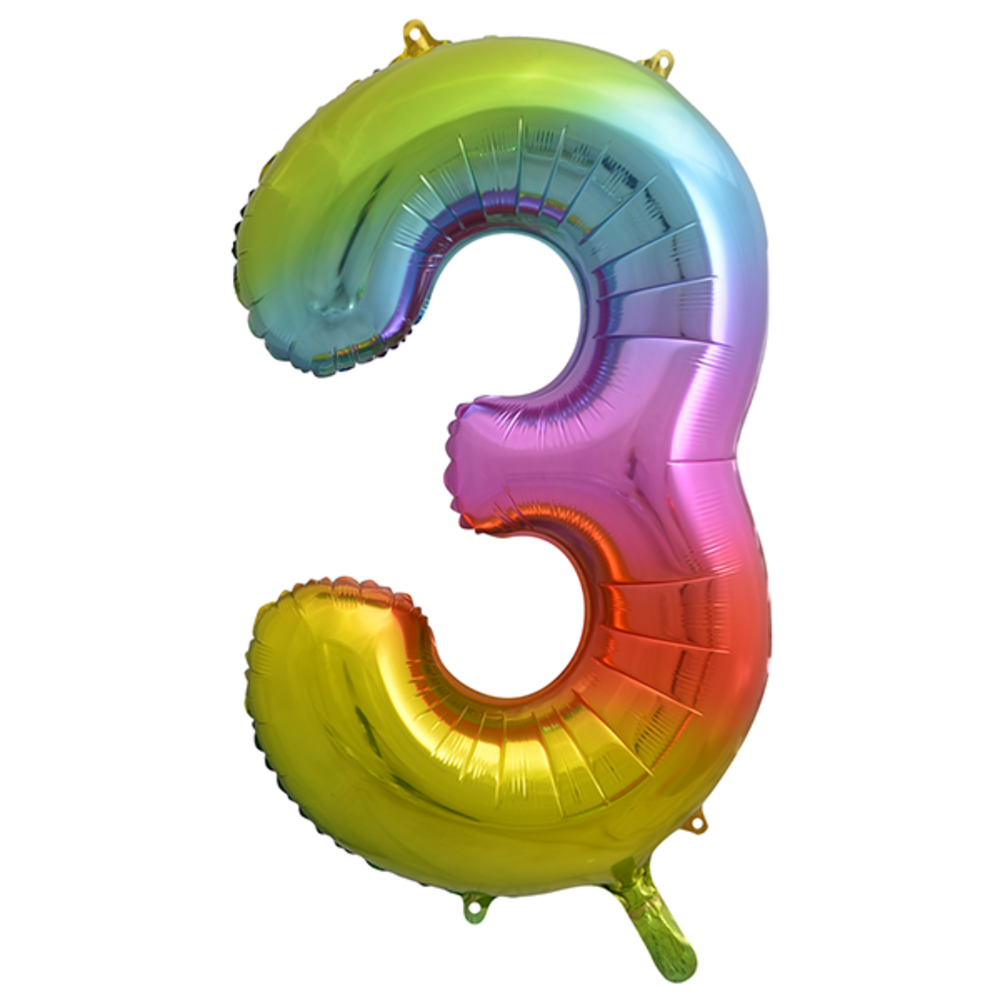 WeFiesta Rainbow Number 3 Foil Balloon | 86 cm WeFiesta Rainbow Number 3 Foil Balloon | 86 cm