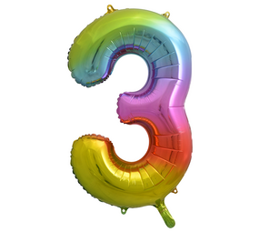 WeFiesta Folie Ballon Regenboog Cijfer 3 | 86cm WeFiesta Folie Ballon Regenboog Cijfer 3 | 86cm