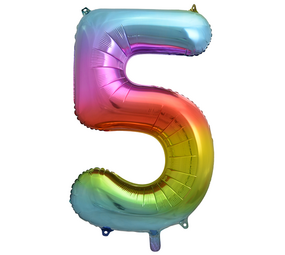 WeFiesta Ballon en aluminium chiffre 5 arc-en-ciel | 86 cm WeFiesta Ballon en aluminium chiffre 5 arc-en-ciel | 86 cm