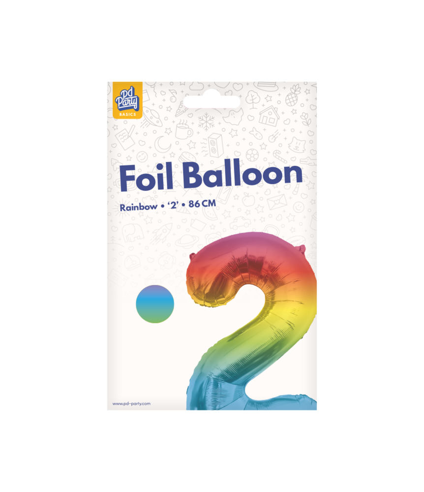 Paper Dreams Regenbogen-Folienballon Nummer 2 | 86 cm Paper Dreams Regenbogen-Folienballon Nummer 2 | 86 cm