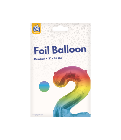 Paper Dreams Regenboog Folie Ballon cijfer 2 | 86cm Paper Dreams Regenboog Folie Ballon cijfer 2 | 86cm