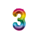 Paper Dreams Ballon en aluminium arc-en-ciel chiffre 3 | 86 cm