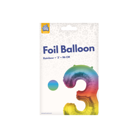 Paper Dreams Ballon en aluminium arc-en-ciel chiffre 3 | 86 cm
