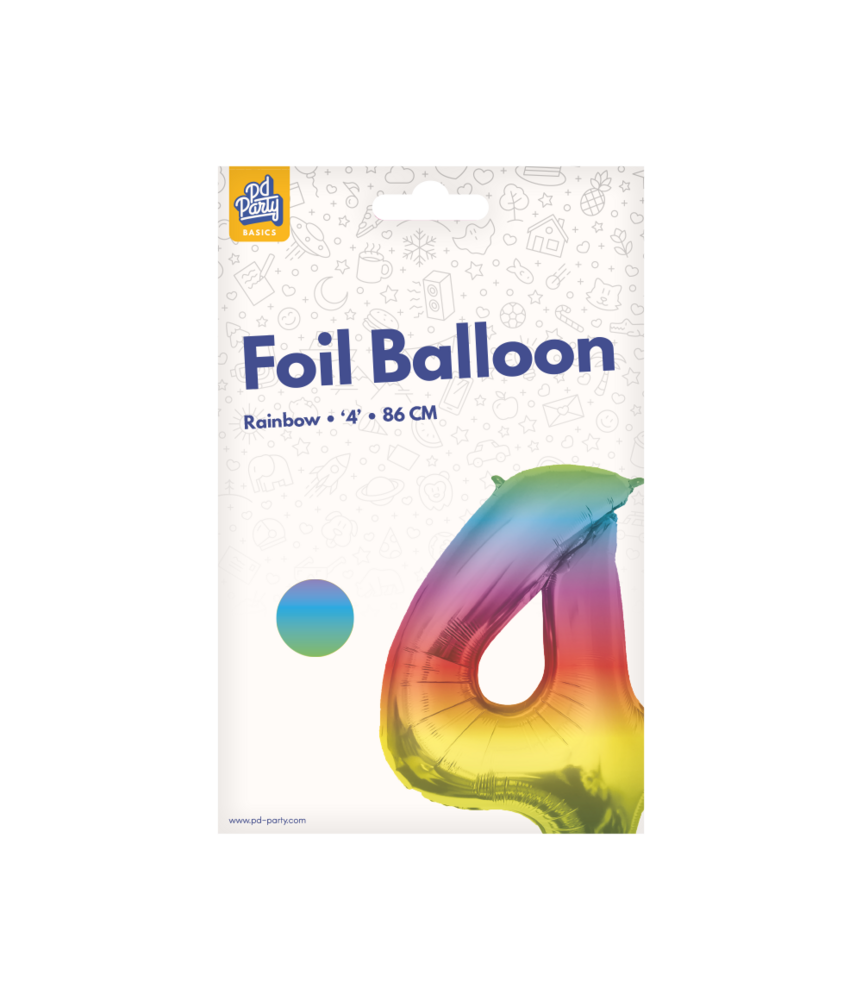 Paper Dreams Regenbogen-Folienballon Nummer 4 | 86 cm Paper Dreams Regenbogen-Folienballon Nummer 4 | 86 cm