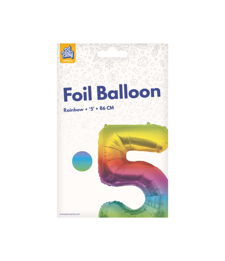 Paper Dreams Regenbogen-Folienballon Nummer 5 | 86 cm Paper Dreams Regenbogen-Folienballon Nummer 5 | 86 cm
