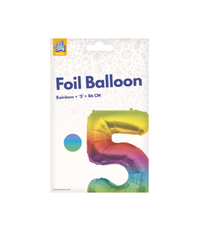 Paper Dreams Regenboog Folie Ballon cijfer 5 | 86cm Paper Dreams Regenboog Folie Ballon cijfer 5 | 86cm