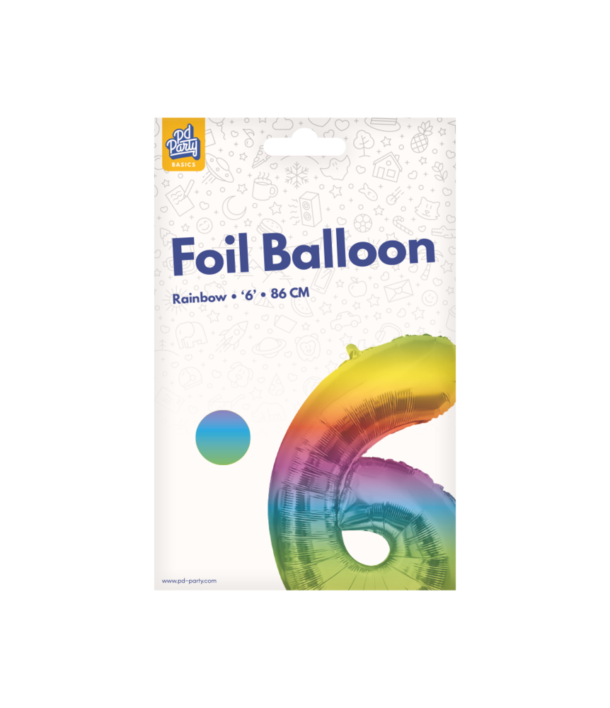 Paper Dreams Rainbow Foil Balloon Number 6 | 86cm Paper Dreams Rainbow Foil Balloon Number 6 | 86cm