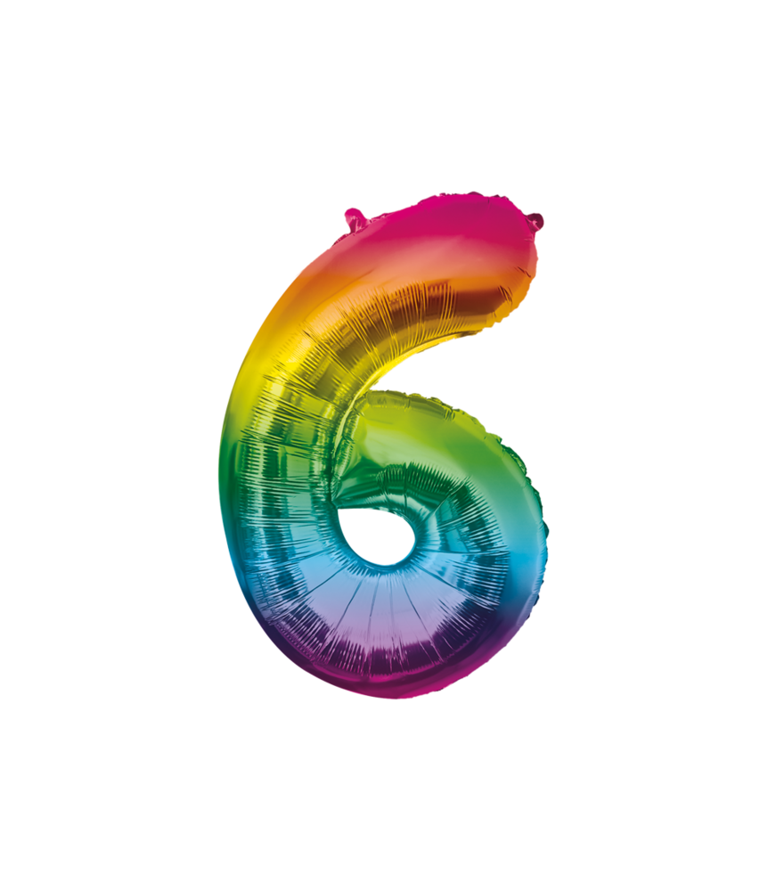 Paper Dreams Rainbow Foil Balloon Number 6 | 86cm Paper Dreams Rainbow Foil Balloon Number 6 | 86cm