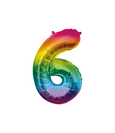 Paper Dreams Rainbow Foil Balloon Number 6 | 86cm Paper Dreams Rainbow Foil Balloon Number 6 | 86cm