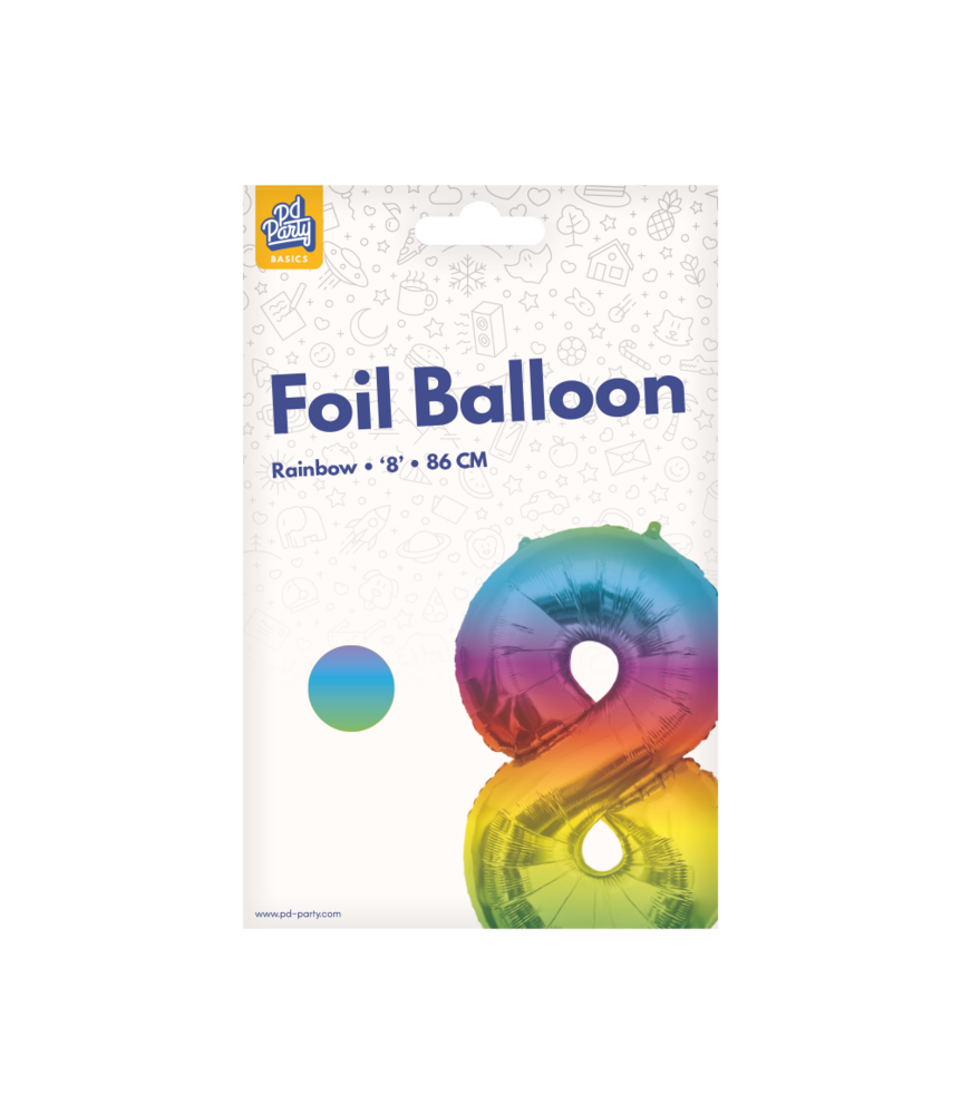 Paper Dreams Regenbogen-Folienballon Nummer 8 | 86 cm Paper Dreams Regenbogen-Folienballon Nummer 8 | 86 cm