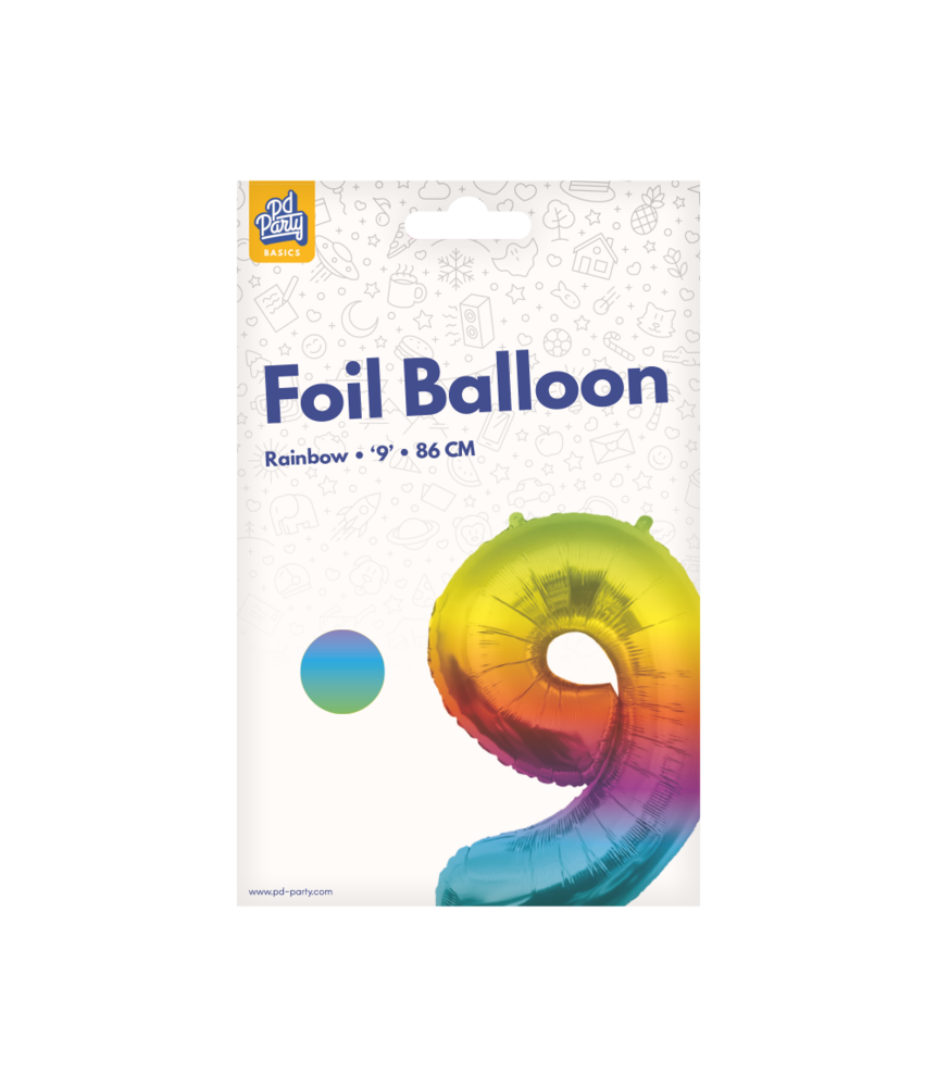 Paper Dreams Rainbow Foil Balloon Number 9 | 86cm Paper Dreams Rainbow Foil Balloon Number 9 | 86cm