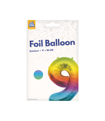Paper Dreams Regenboog Folie Ballon cijfer 9 | 86cm Paper Dreams Regenboog Folie Ballon cijfer 9 | 86cm