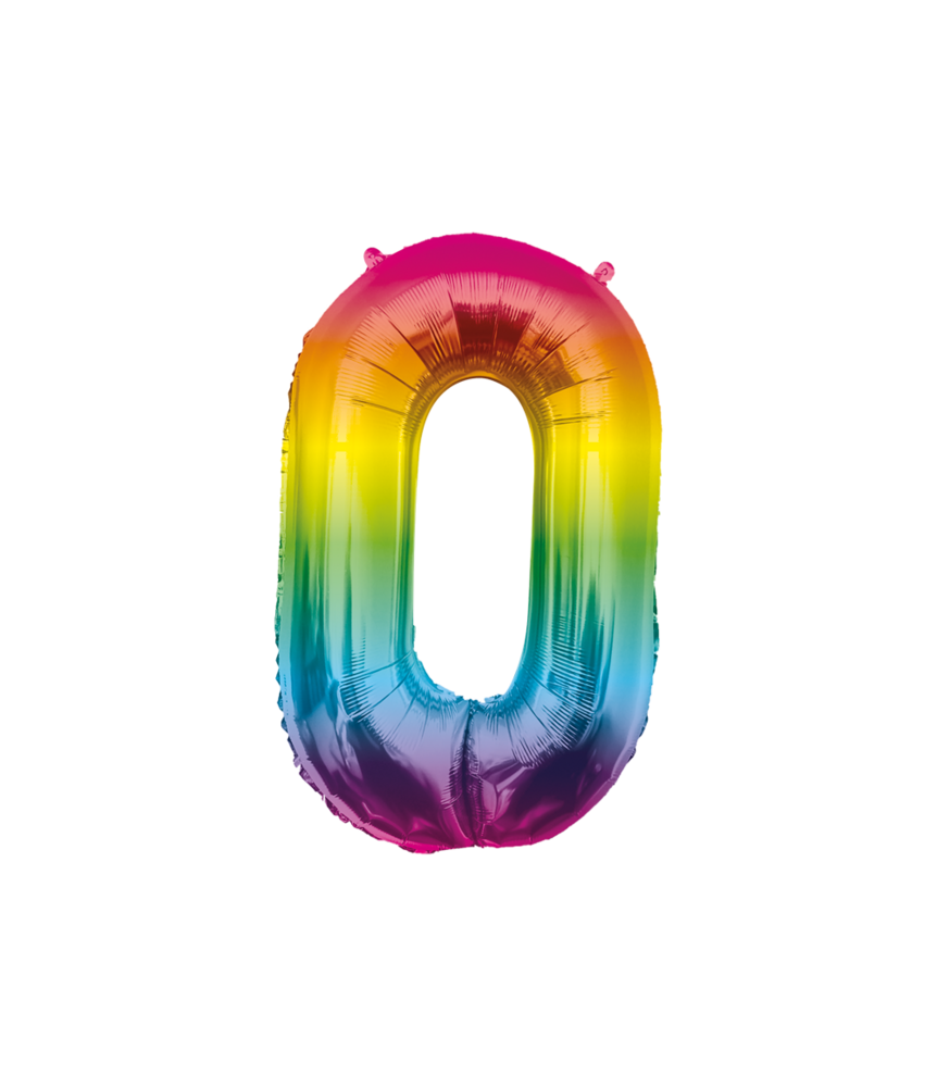 Paper Dreams Rainbow Foil Balloon Number 0 | 86cm Paper Dreams Rainbow Foil Balloon Number 0 | 86cm