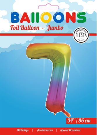 WeFiesta Rainbow Number 7 Foil Balloon | 86 cm WeFiesta Rainbow Number 7 Foil Balloon | 86 cm