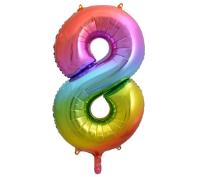 WeFiesta Ballon en aluminium chiffre 8 arc-en-ciel | 86 cm