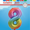 WeFiesta Ballon en aluminium chiffre 8 arc-en-ciel | 86 cm