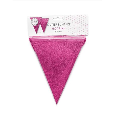 WeFiesta Glitzernde Wimpelgirlande, pinkfarben, aus Karton, 16 x 20 cm | 6 Meter WeFiesta Glitzernde Wimpelgirlande, pinkfarben, aus Karton, 16 x 20 cm | 6 Meter