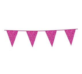 WeFiesta Glitzernde Wimpelgirlande, pinkfarben, aus Karton, 16 x 20 cm | 6 Meter WeFiesta Glitzernde Wimpelgirlande, pinkfarben, aus Karton, 16 x 20 cm | 6 Meter