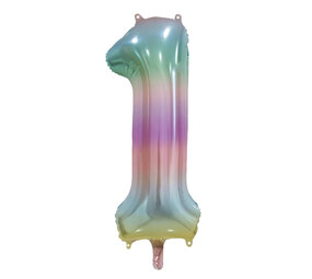 WeFiesta Pastel Rainbow Number 1 Foil Balloon | 86 cm
