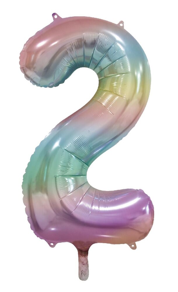 WeFiesta Pastel Rainbow Number 2 Foil Balloon | 86 cm WeFiesta Pastel Rainbow Number 2 Foil Balloon | 86 cm
