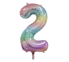 WeFiesta Pastel Rainbow Number 2 Foil Balloon | 86 cm