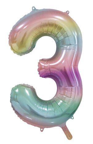 WeFiesta Ballon en aluminium chiffre 3 arc-en-ciel pastel | 86 cm WeFiesta Ballon en aluminium chiffre 3 arc-en-ciel pastel | 86 cm