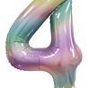 WeFiesta Folie Ballon Pastel Regenboog Cijfer 4 | 86cm WeFiesta Folie Ballon Pastel Regenboog Cijfer 4 | 86cm