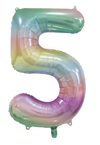 WeFiesta Pastel Rainbow Number 5 Foil Balloon | 86 cm WeFiesta Pastel Rainbow Number 5 Foil Balloon | 86 cm