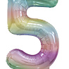 WeFiesta Ballon en aluminium chiffre 5 arc-en-ciel pastel | 86 cm