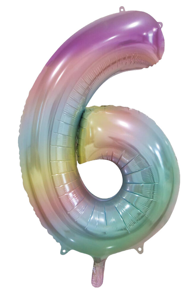 WeFiesta Pastel Rainbow Number 6 Foil Balloon | 86 cm WeFiesta Pastel Rainbow Number 6 Foil Balloon | 86 cm