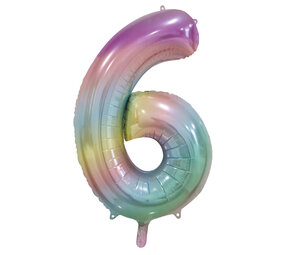WeFiesta Pastel Rainbow Number 6 Foil Balloon | 86 cm