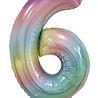 WeFiesta Folie Ballon Pastel Regenboog Cijfer 6 | 86cm WeFiesta Folie Ballon Pastel Regenboog Cijfer 6 | 86cm