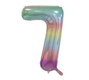 WeFiesta Folienballon Pastell-Regenbogen Zahl 7 | 86 cm