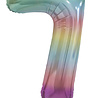WeFiesta Folie Ballon Pastel Regenboog Cijfer 7 | 86cm