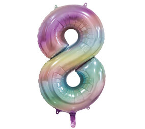 WeFiesta Pastel Rainbow Number 8 Foil Balloon | 86 cm