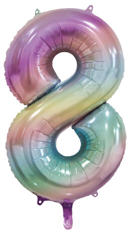 WeFiesta Pastel Rainbow Number 8 Foil Balloon | 86 cm WeFiesta Pastel Rainbow Number 8 Foil Balloon | 86 cm