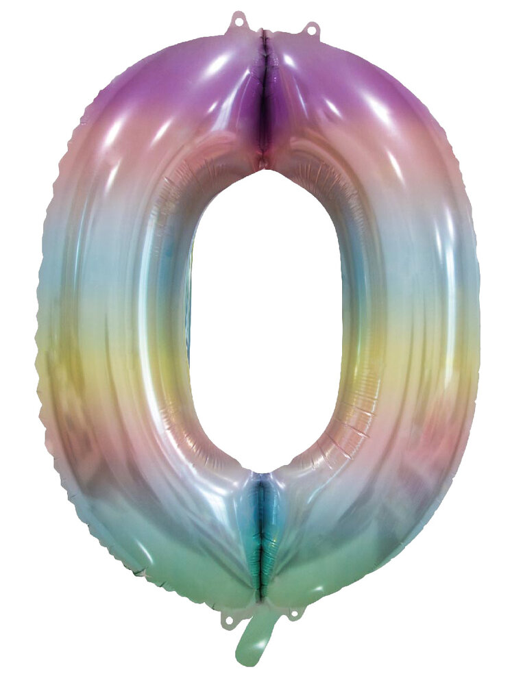WeFiesta Ballon en aluminium chiffre 0 arc-en-ciel pastel | 86 cm WeFiesta Ballon en aluminium chiffre 0 arc-en-ciel pastel | 86 cm