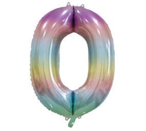 WeFiesta Ballon en aluminium chiffre 0 arc-en-ciel pastel | 86 cm WeFiesta Ballon en aluminium chiffre 0 arc-en-ciel pastel | 86 cm