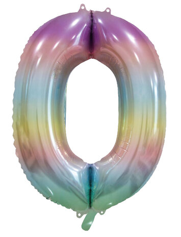WeFiesta Ballon en aluminium chiffre 0 arc-en-ciel pastel | 86 cm WeFiesta Ballon en aluminium chiffre 0 arc-en-ciel pastel | 86 cm