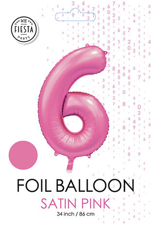 WeFiesta Roze Cijfer Ballon 6 jaar Glans | 86cm