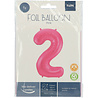 Folat Folie Ballon Cijfer 2 Mat Roze | 86cm