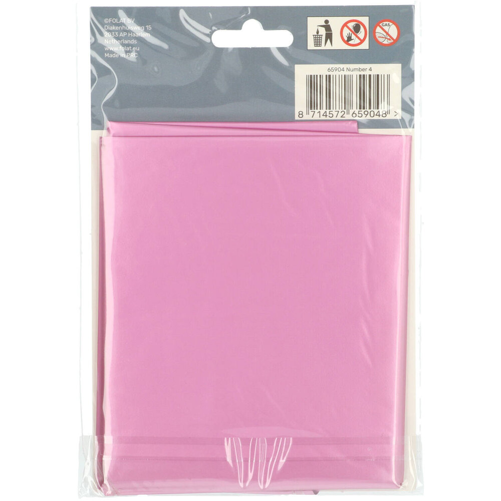 Folat Folie Ballon Cijfer 4 Mat Roze | 86cm