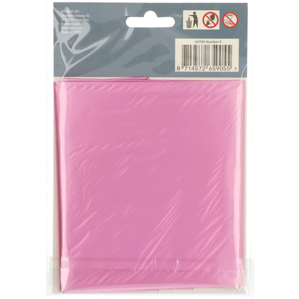 Folat Folienballon Zahl 5 Matt Rosa | 86 cm