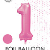 WeFiesta Roze Cijfer Ballon 1 jaar Glans | 86cm WeFiesta Roze Cijfer Ballon 1 jaar Glans | 86cm