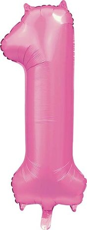 WeFiesta Roze Cijfer Ballon 1 jaar Glans | 86cm WeFiesta Roze Cijfer Ballon 1 jaar Glans | 86cm
